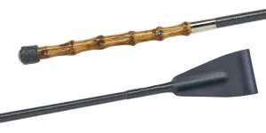 02045 Garngespinst lackiert, Bambus-Griff, Lederknopf, 60 cm